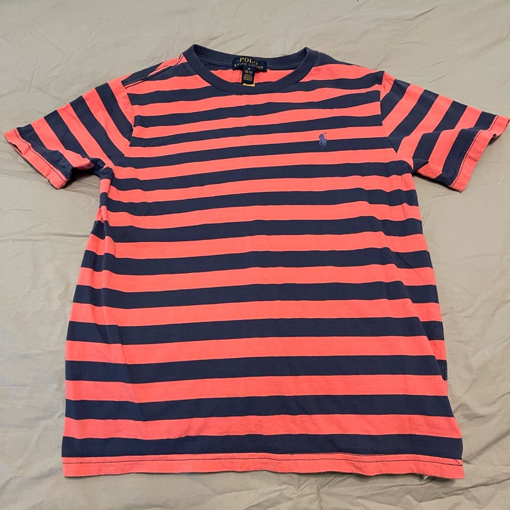 Ralph Lauren Pink and Navy Striped T-Shirt